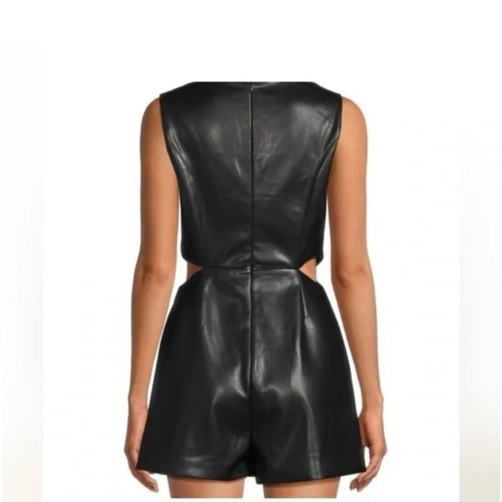 7 For All Mankind Black Faux Leather Mini Dress - Picture 2 of 4